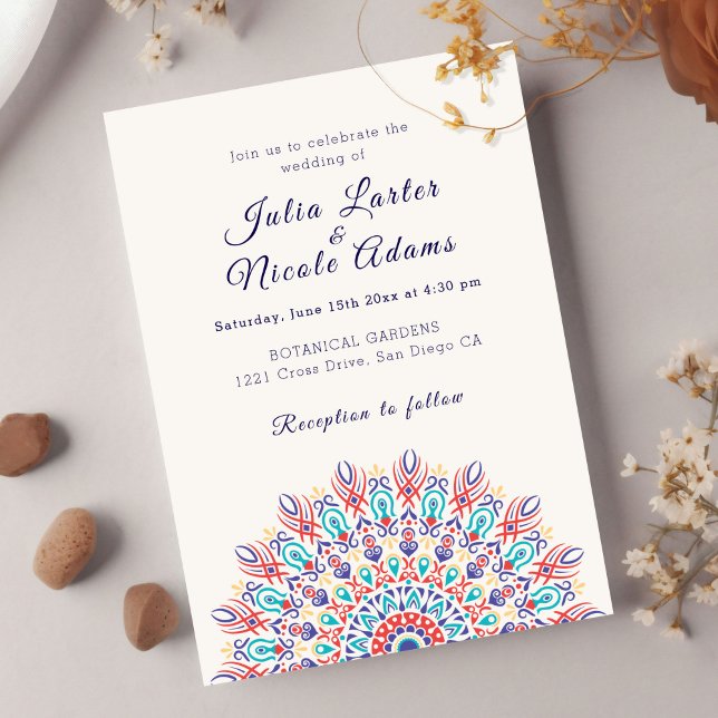 Invitation Mariage Mandala d'Herbe de Pampas au style plume d (Créateur téléchargé)