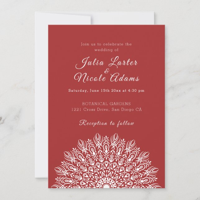 Invitation Mariage Mandala d'Herbe de Pampas Sec à Plume Douc (Devant)