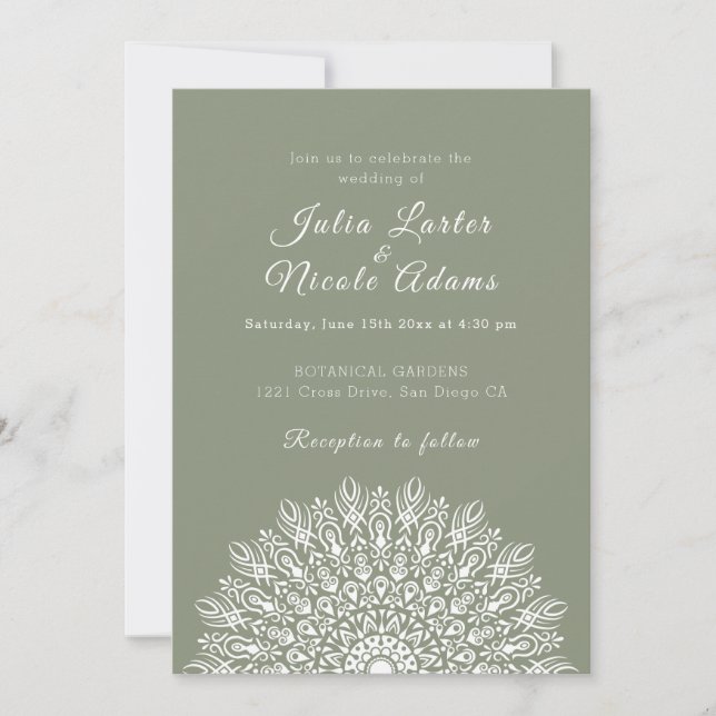 Invitation Mariage Mandala d'Herbe de Pampas Sec à Plume Douc (Devant)