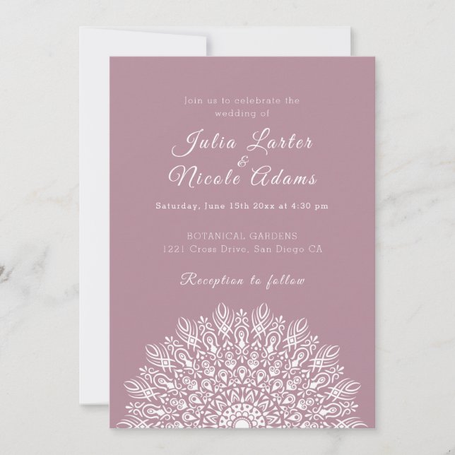 Invitation Mariage Mandala d'Herbe de Pampas Sec à Plume Douc (Devant)