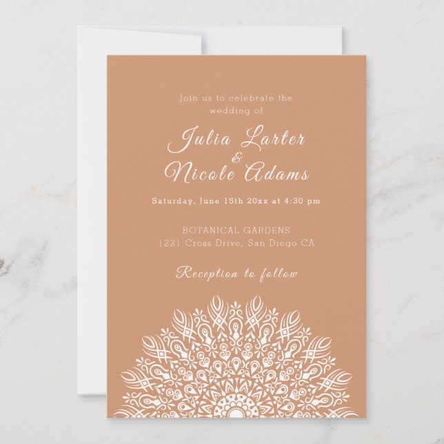 Invitation Mariage Mandala d'herbe de Pampas sec à plume douc (Devant)
