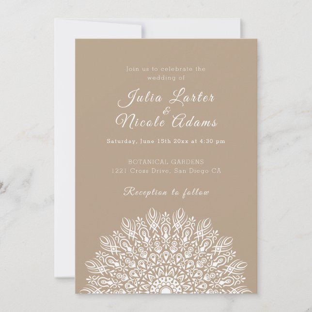 Invitation Mariage Mandala d'Herbe de Pampas Seche à Plume Do (Devant)
