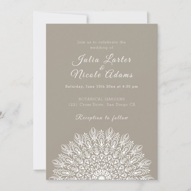 Invitation Mariage Mandala d'Herbe de Pampas Seche à Plume Do (Devant)