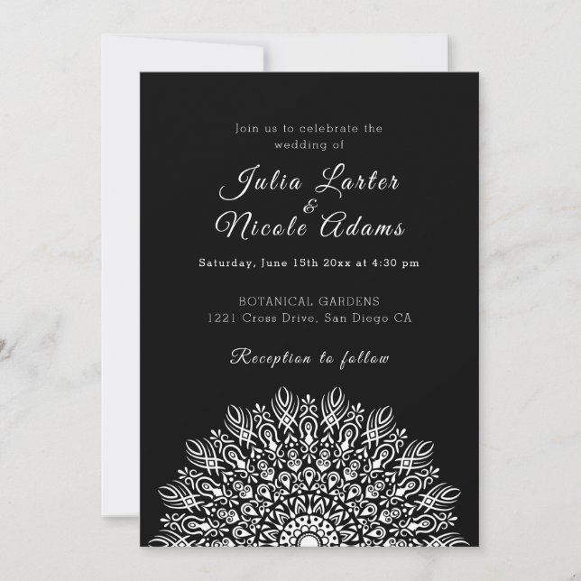 Invitation Mariage Mandala d'Herbe de Pampas Seche Plume Douc (Devant)