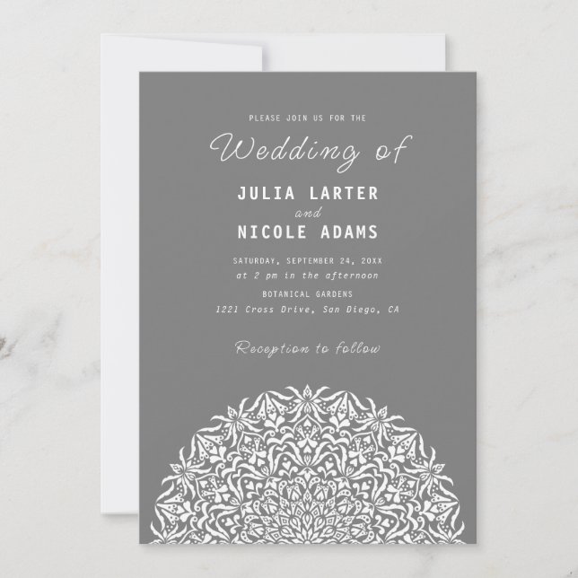 Invitation Mariage Mandala en pierre de marbre de récif de co (Devant)