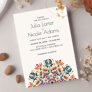 Invitation Mariage Mandala Fleurs de Lotus Oiseaux Cygne Chuc