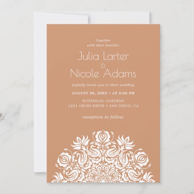 Invitation Mariage Mandala Fleurs de Lotus Oiseaux Cygne Chuc (Devant)