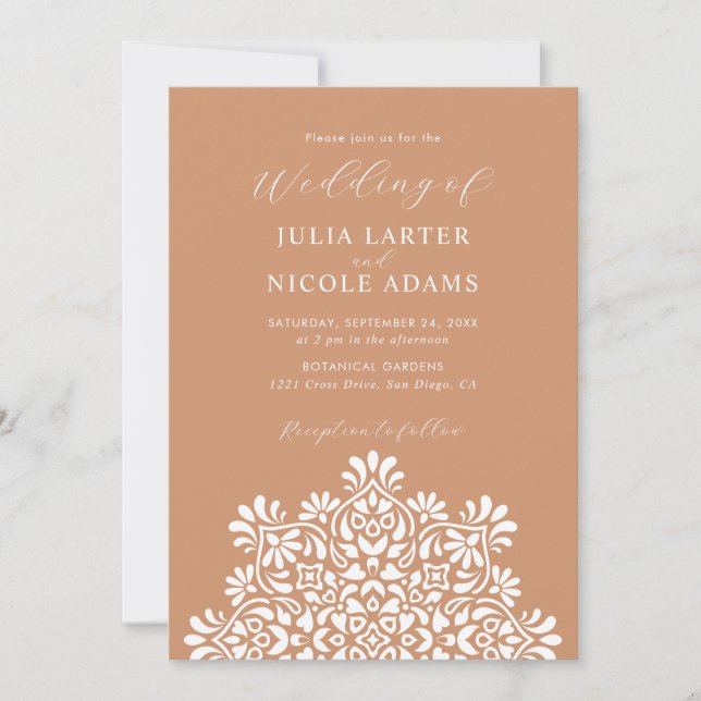 Invitation Mariage Mandala Floral Bohème Soleil Levant (Devant)