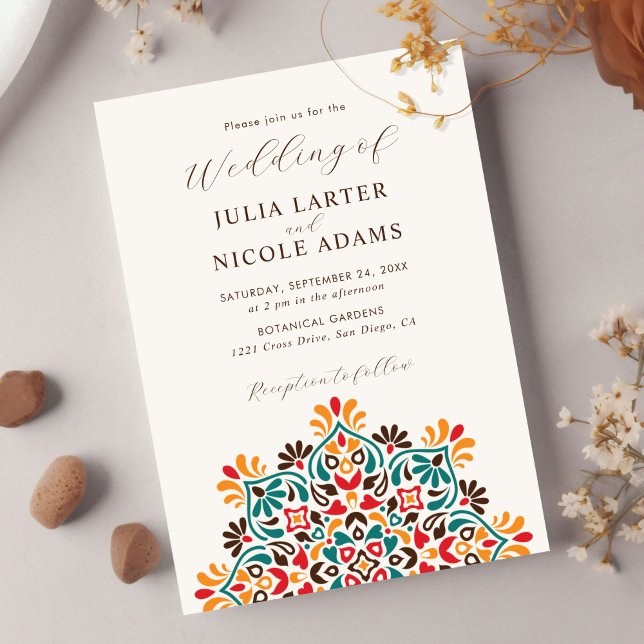 Invitation Mariage Mandala Floral Bohème Soleil Levant (Créateur téléchargé)