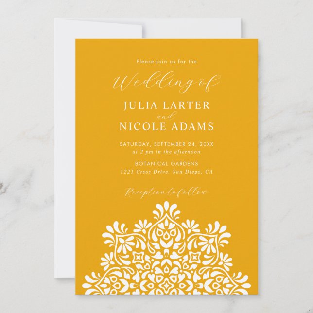 Invitation Mariage Mandala Floral Bohème Soleil Levant (Devant)