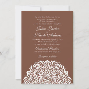 Invitation Mariage Mandala Floral Fantaisiste Brun Chameau Co