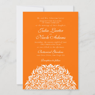Invitation Mariage Mandala Floral Fantaisiste Orange Clair