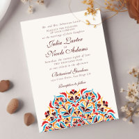 Mariage mandala floral fantaisiste orange sarcelle