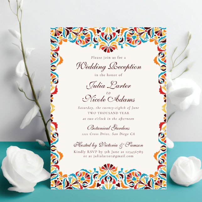 Invitation Mariage mandala floral fantaisiste orange sarcelle (Créateur téléchargé)