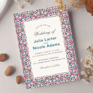 Invitation Mariage Mandala Géométrique en Treillis Marocain