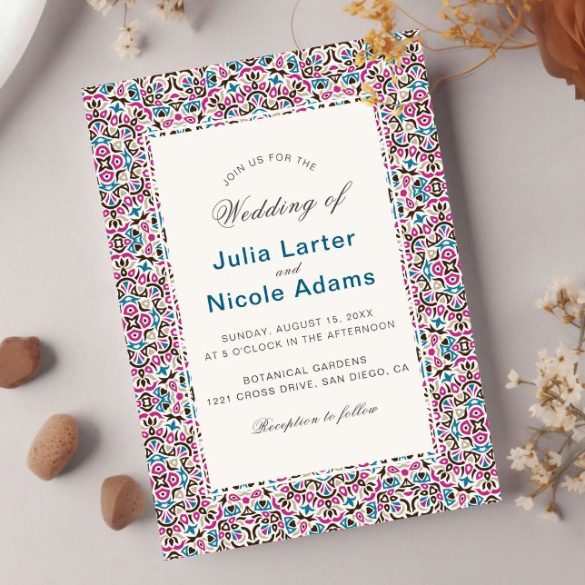 Invitation Mariage Mandala Géométrique en Treillis Marocain (Créateur téléchargé)