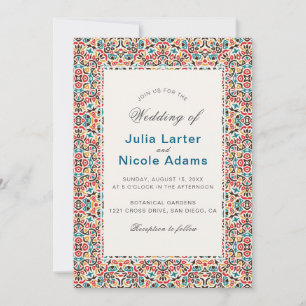 Invitation Mariage Mandala Géométrique en Treillis Marocain