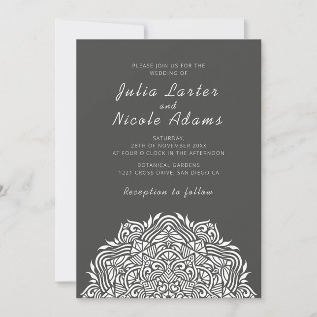 Invitation Mariage Mandala Ordonnée Arc de Joaillerie Persane (Devant)