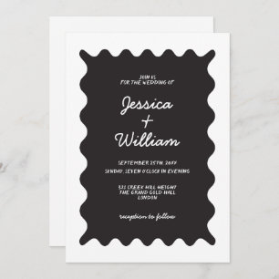Invitation Mariage manuscrit noir et blanc