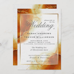 Invitation MARIAGE   Marbre Abstrait Topaz Gold