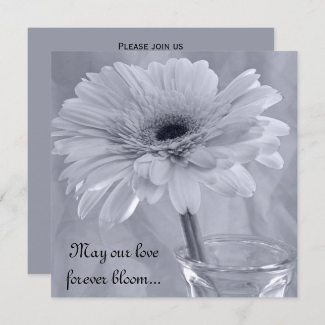 Invitation Mariage marguerite bleu pâle (Devant / Derrière)