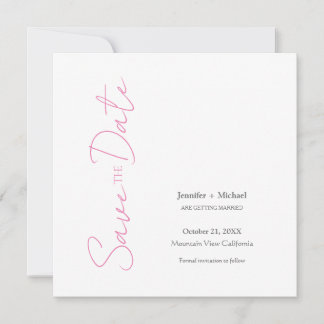 Invitation Mariage mariage Calligraphie minimaliste rose blan