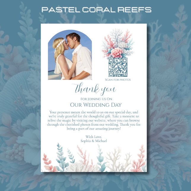 Invitation Mariage mariage Merci-Pastel Coral Reef-Beach (Pastel Coral Reef-Beach Wedding)