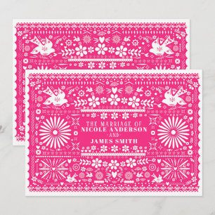 Invitation Mariage Mariage Rose Chaud Lumineux Picado Mexicai