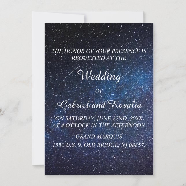 Invitation Mariage Marine Blue Starry Night Sky Milkyway (Devant)
