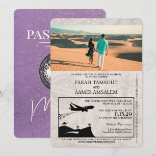 Invitation Mariage Maroc Passport Lavande Violet