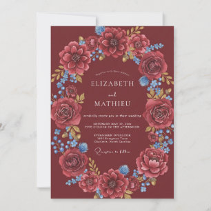 Invitation Mariage Marron Azur Dahlia