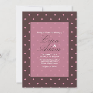 Invitation Mariage Marron & Rose Motif Points Bohème