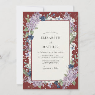 Invitation Mariage Marron Violet Wisteria