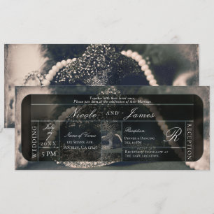 Invitation Mariage Mascarade et Perles Vintage