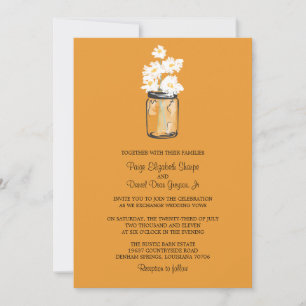 Invitation Mariage Mason Jar et White Daisies