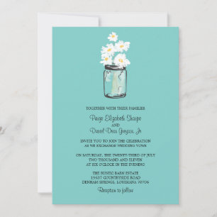 Invitation Mariage Mason Jar et White Daisy