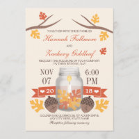 Mariage Mason Jar Mason Feuille d'automne monogram