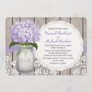 Invitation Mariage Mason Jar Purple Hydrangea
