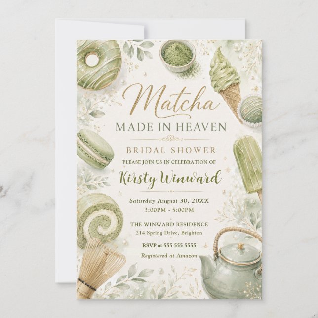 Invitation Mariage Matcha fait au Ciel (Devant)
