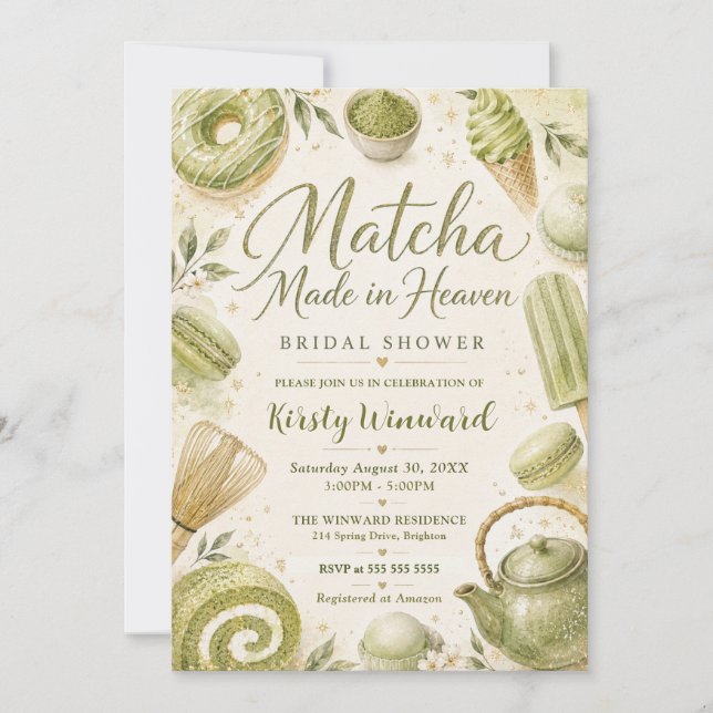 Invitation Mariage Matcha fait au Ciel Enterrement de Vie de  (Devant)