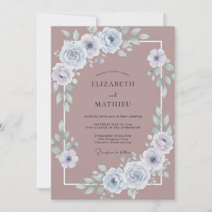 Invitation Mariage Mauve Ardoise Pivoine