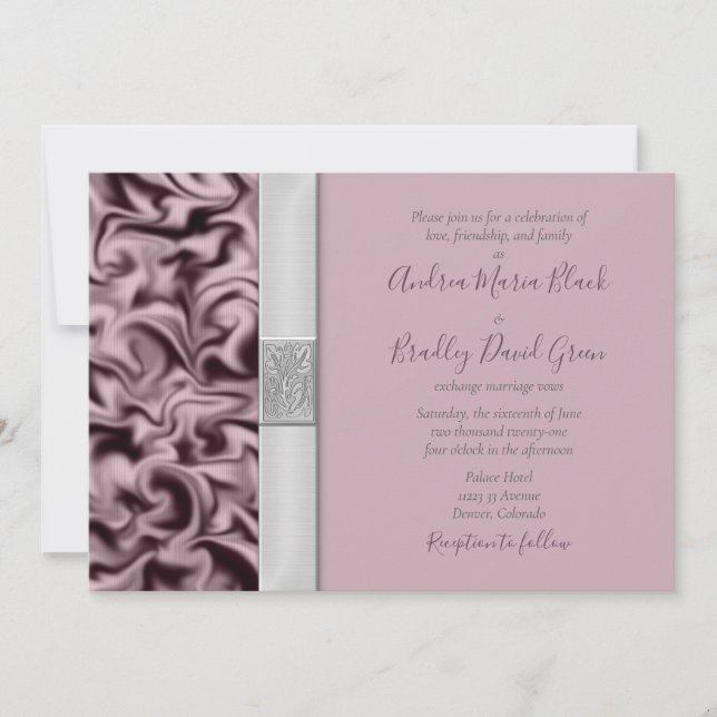 Invitation Mariage mauve-aubergine personnalisable (Devant)