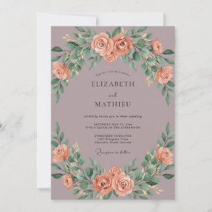 Invitation Mariage Mauve Corail Eucalyptus