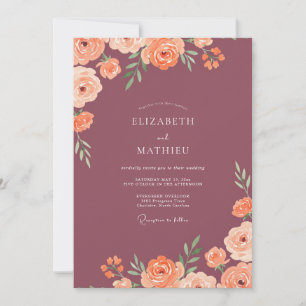 Invitation Mariage Mauve Corail Pétales