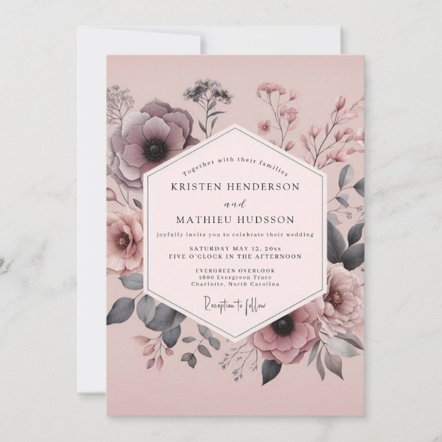 Invitation Mariage Mauve Duskbloom (Devant)