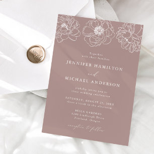 Invitation Mariage Mauve Floral Délicat