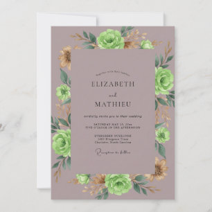 Invitation Mariage Mauve Lime Paeonie