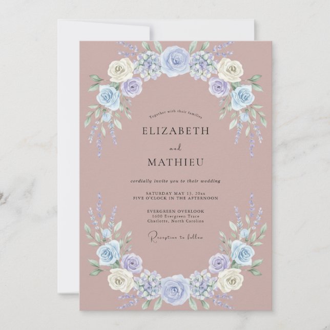 Invitation Mariage Mauve Pervenche Wisteria (Devant)