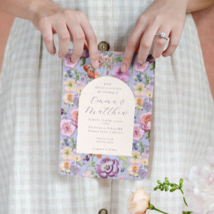 Invitation Mariage Maximaliste Broderie Florale Violette