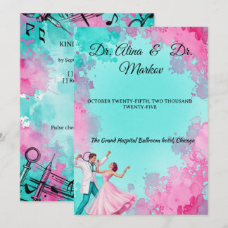 Invitation Mariage Médical Aquarelle Danses Médicales Endiab